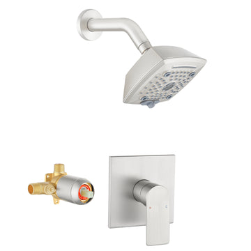 Wall Mount 5-Spray Shower Trim Kit 1-Handle Single Function Pressure Balancing Shower System - Matte Black, Brushed Nickel, Brushed Gold